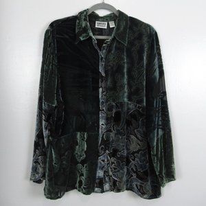 Chico's Velvet Burnout Button Up Top Size 2 Large